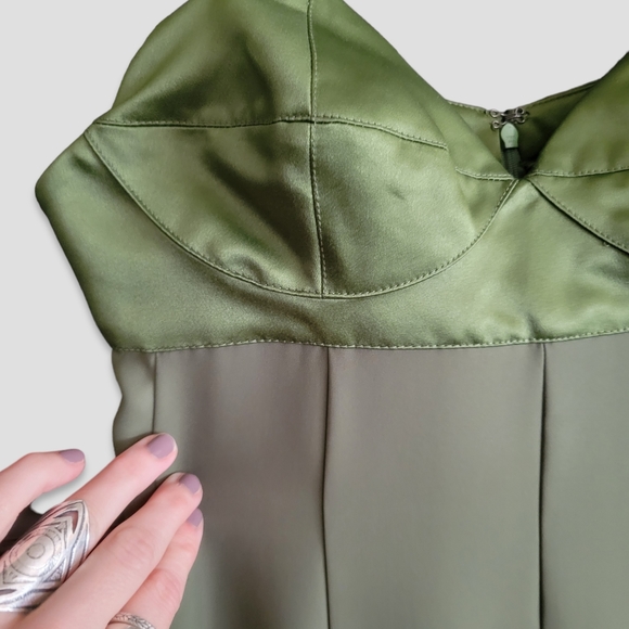 3.1 PHILLIP LIM Fluid Flare Bustier Prom Gown Olive Green - Picture 9 of 16